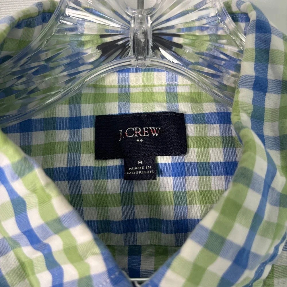 J. Crew Men's Long Sleeve Casual Cotton Button Shirt‎ Green & Blue Plaid Slim M